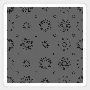 Suns and Dots Black Lines on Grey Repeat 5748 Sticker